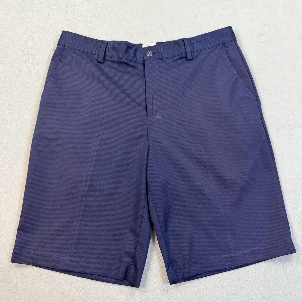 Adidas Golf Shorts Mens 34 Blue Stripe Chino Performance Stretch Microfiber